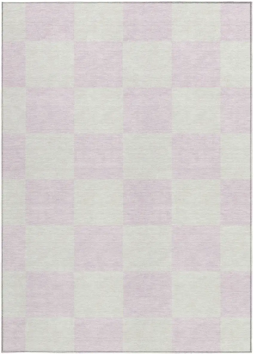 Pink And Ivory Geometric Washable Indoor Outdoor Area Rug Photo 4
