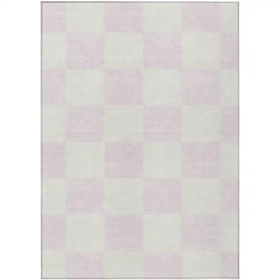 Pink And Ivory Geometric Washable Indoor Outdoor Area Rug Photo 2