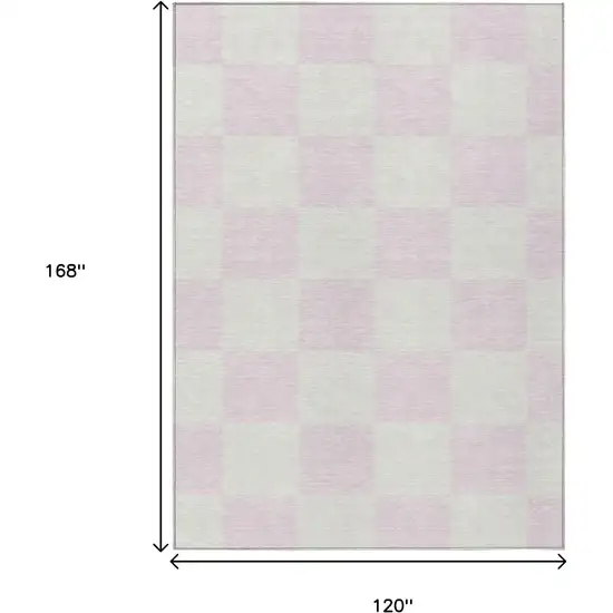 Pink And Ivory Geometric Washable Indoor Outdoor Area Rug Photo 3