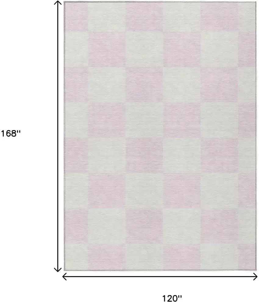 Pink And Ivory Geometric Washable Indoor Outdoor Area Rug Photo 3