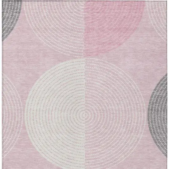 Pink And Ivory Geometric Washable Indoor Outdoor Area Rug Photo 6