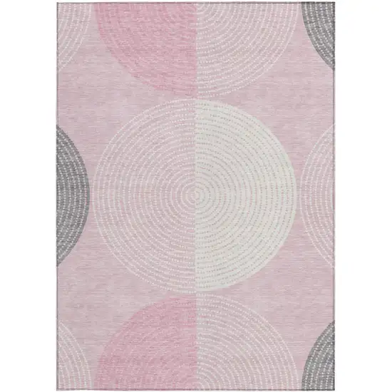 Pink And Ivory Geometric Washable Indoor Outdoor Area Rug Photo 2