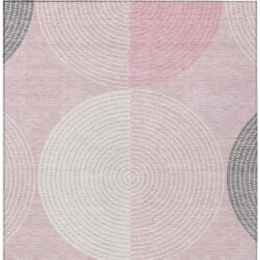 Pink And Ivory Geometric Washable Indoor Outdoor Area Rug Photo 7