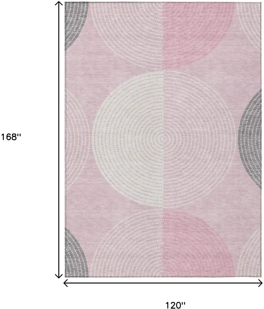 Pink And Ivory Geometric Washable Indoor Outdoor Area Rug Photo 3