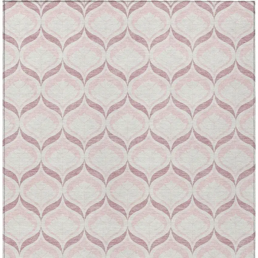 Pink And Ivory Geometric Washable Indoor Outdoor Area Rug Photo 2