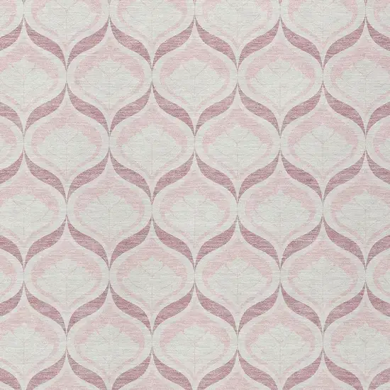 Pink And Ivory Geometric Washable Indoor Outdoor Area Rug Photo 2