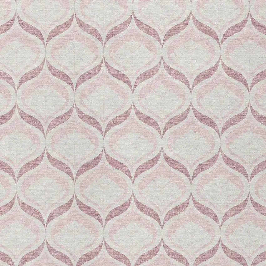Pink And Ivory Geometric Washable Indoor Outdoor Area Rug Photo 2