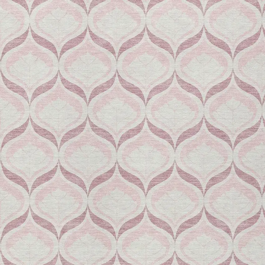 Pink And Ivory Geometric Washable Indoor Outdoor Area Rug Photo 2