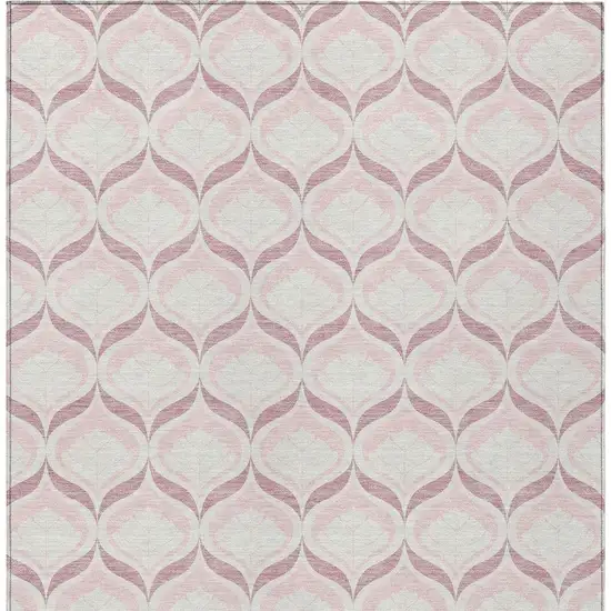 Pink And Ivory Geometric Washable Indoor Outdoor Area Rug Photo 3