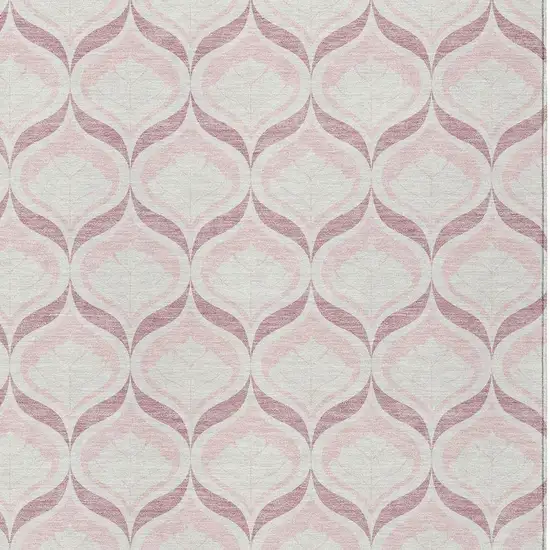 Pink And Ivory Geometric Washable Indoor Outdoor Area Rug Photo 2