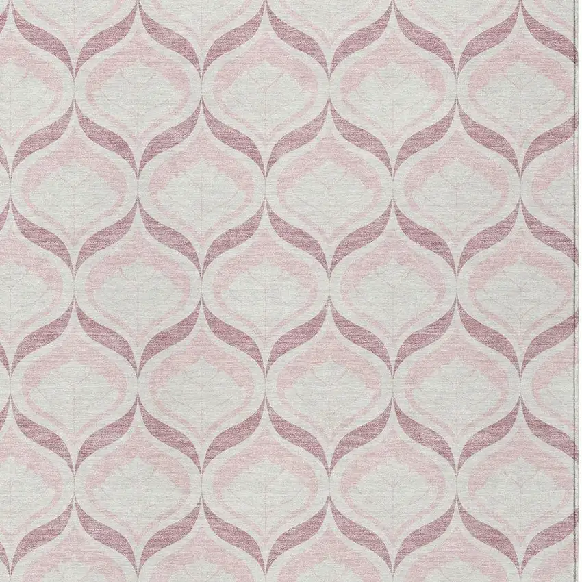 Pink And Ivory Geometric Washable Indoor Outdoor Area Rug Photo 2