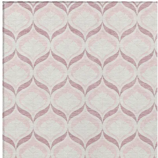 Pink And Ivory Geometric Washable Indoor Outdoor Area Rug Photo 2