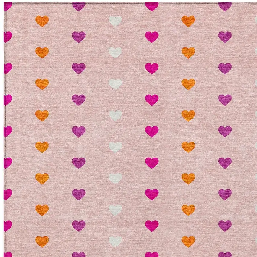 Pink And Ivory Geometric Washable Indoor Outdoor Area Rug Photo 2