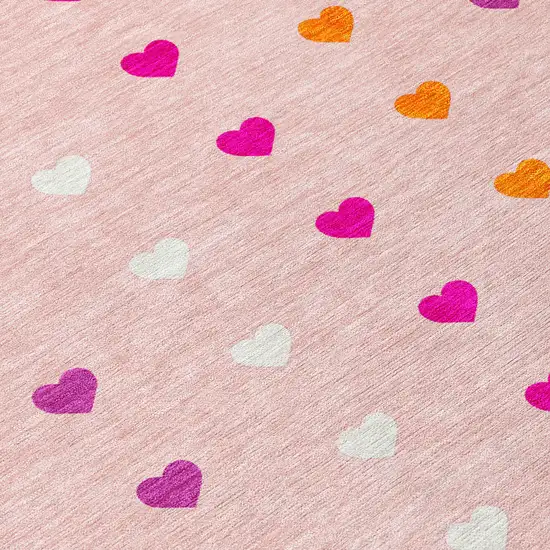 Pink And Ivory Geometric Washable Indoor Outdoor Area Rug Photo 9