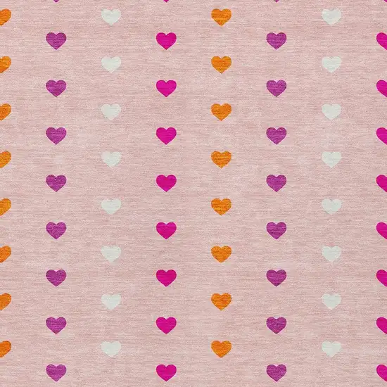 Pink And Ivory Geometric Washable Indoor Outdoor Area Rug Photo 2