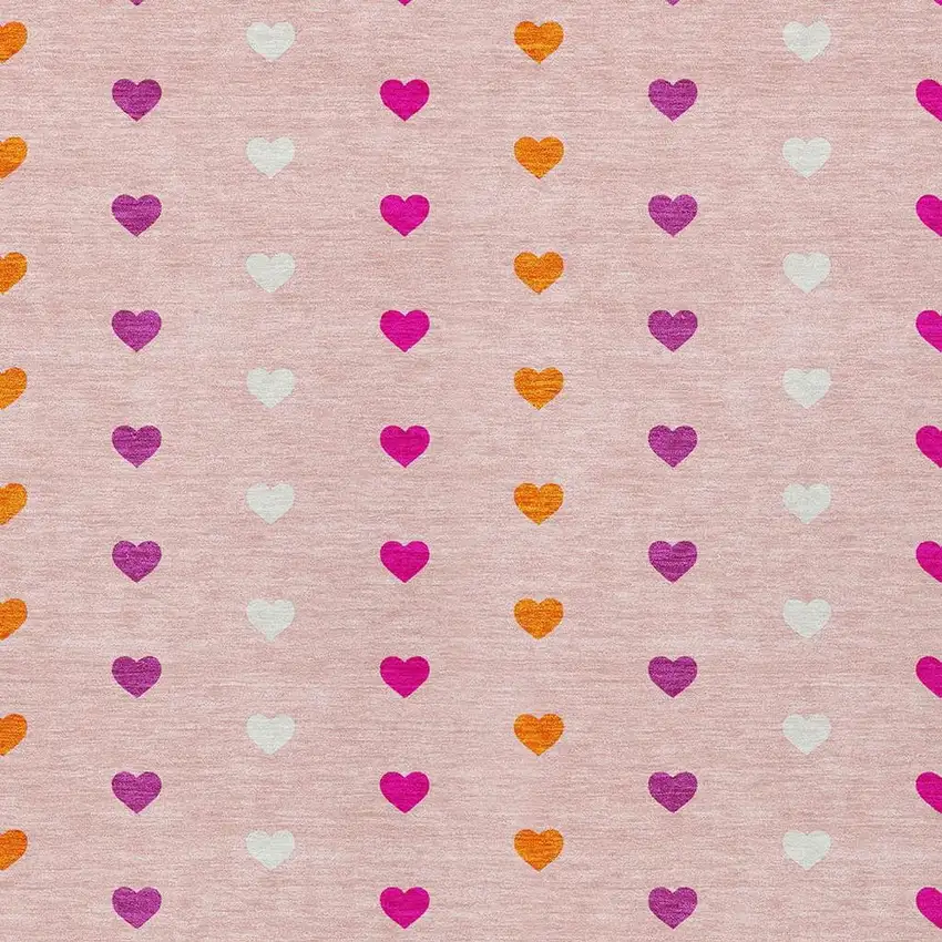 Pink And Ivory Geometric Washable Indoor Outdoor Area Rug Photo 2