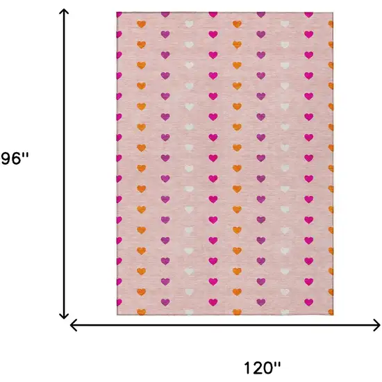 Pink And Ivory Geometric Washable Indoor Outdoor Area Rug Photo 6