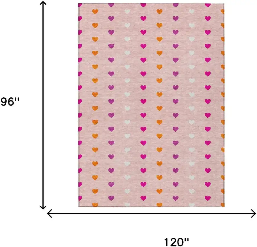 Pink And Ivory Geometric Washable Indoor Outdoor Area Rug Photo 6