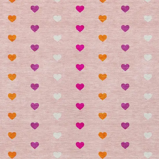 Pink And Ivory Geometric Washable Indoor Outdoor Area Rug Photo 2