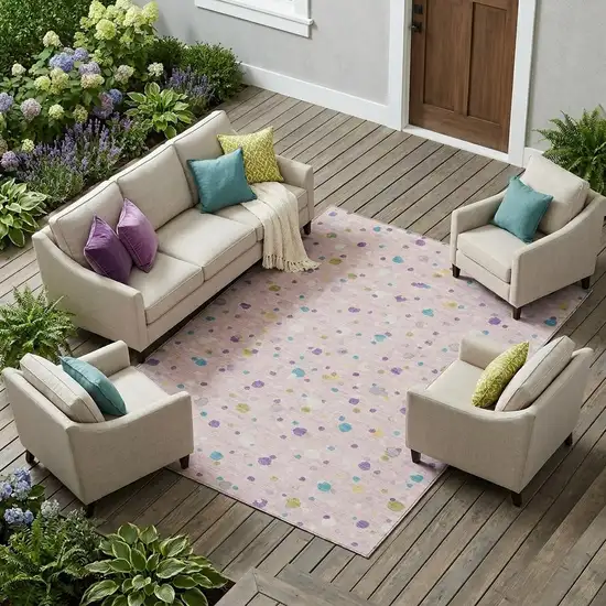 Pink And Ivory Geometric Washable Indoor Outdoor Area Rug Photo 1