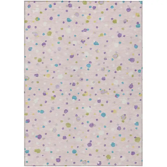 Pink And Ivory Geometric Washable Indoor Outdoor Area Rug Photo 2