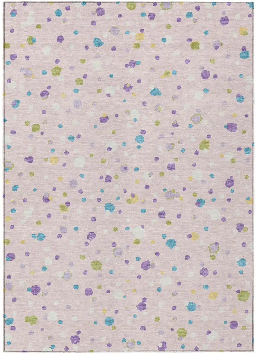 Pink And Ivory Geometric Washable Indoor Outdoor Area Rug Photo 2