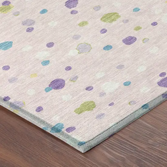 Pink And Ivory Geometric Washable Indoor Outdoor Area Rug Photo 5
