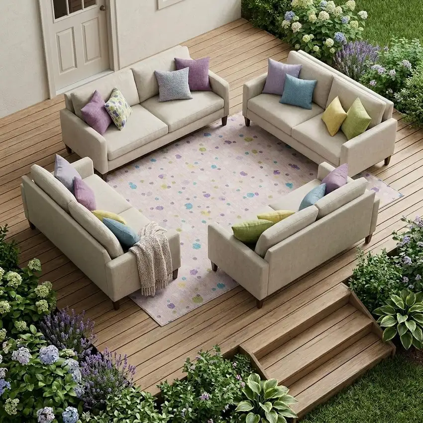 Pink And Ivory Geometric Washable Indoor Outdoor Area Rug Photo 1