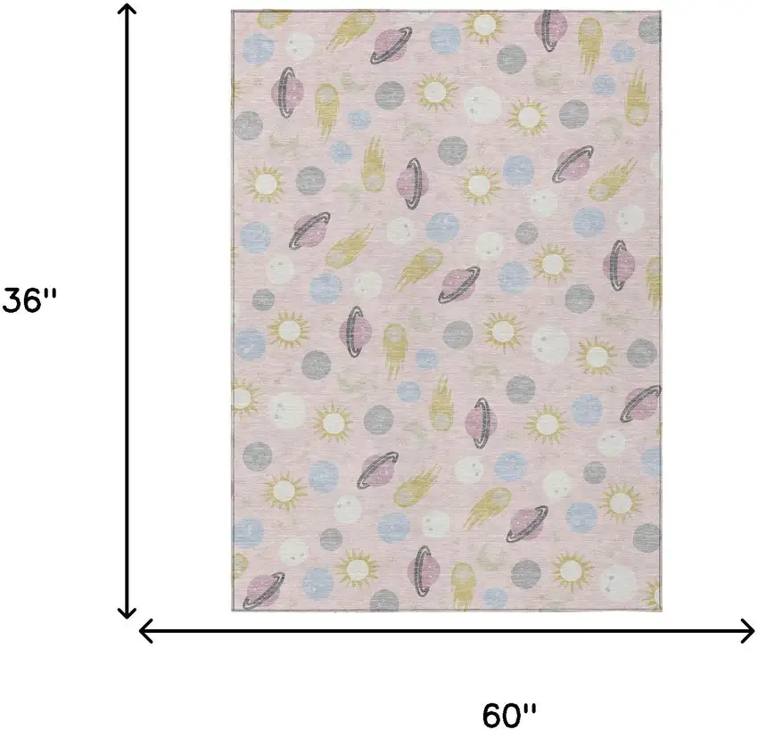 Pink And Ivory Geometric Washable Indoor Outdoor Area Rug Photo 6