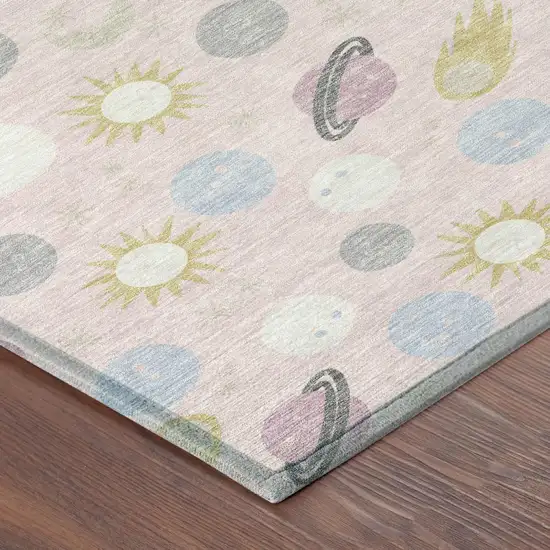 Pink And Ivory Geometric Washable Indoor Outdoor Area Rug Photo 4