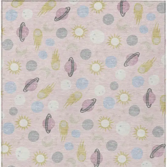 Pink And Ivory Geometric Washable Indoor Outdoor Area Rug Photo 2
