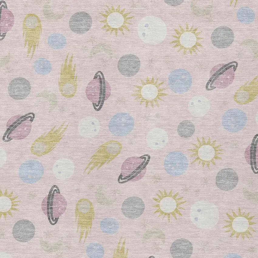 Pink And Ivory Geometric Washable Indoor Outdoor Area Rug Photo 2