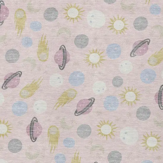Pink And Ivory Geometric Washable Indoor Outdoor Area Rug Photo 2
