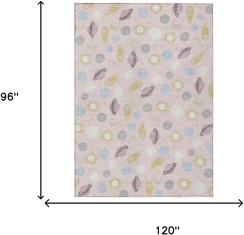 Pink And Ivory Geometric Washable Indoor Outdoor Area Rug Photo 6
