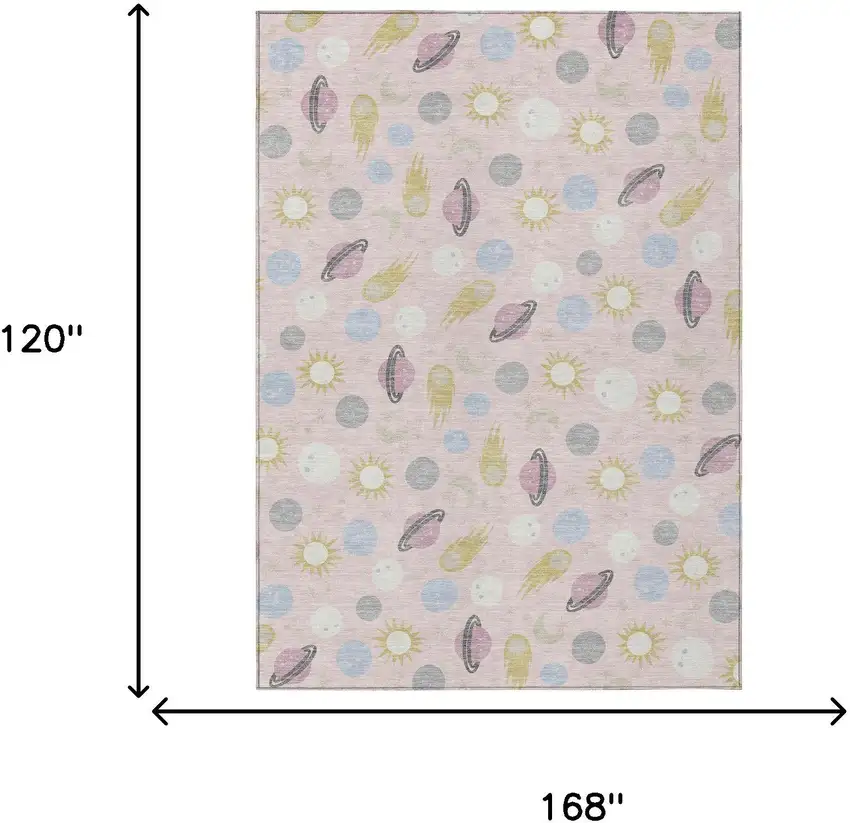 Pink And Ivory Geometric Washable Indoor Outdoor Area Rug Photo 6