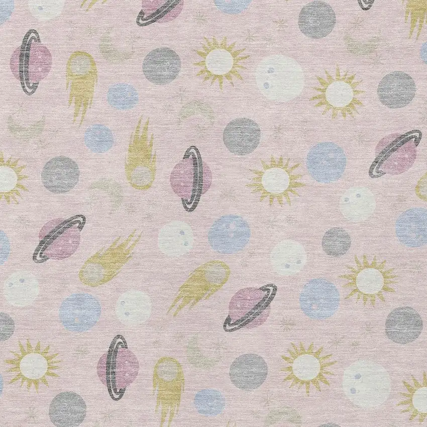 Pink And Ivory Geometric Washable Indoor Outdoor Area Rug Photo 2