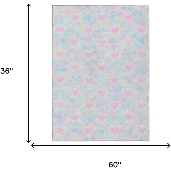 Pink And Ivory Geometric Washable Indoor Outdoor Area Rug Photo 6
