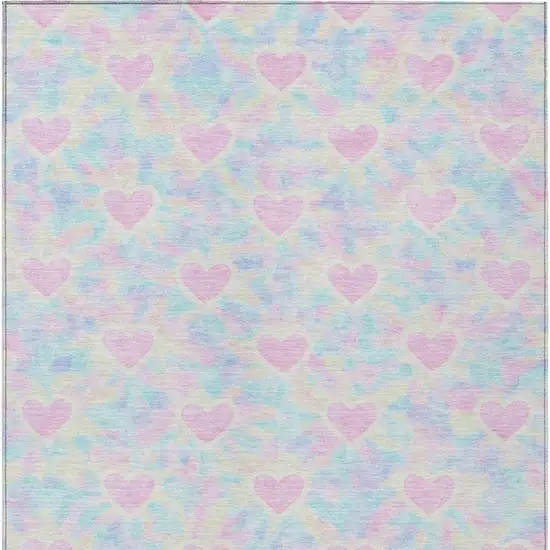 Pink And Ivory Geometric Washable Indoor Outdoor Area Rug Photo 3