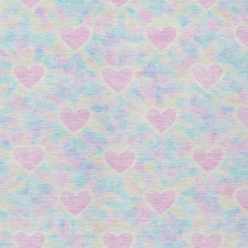 Pink And Ivory Geometric Washable Indoor Outdoor Area Rug Photo 2