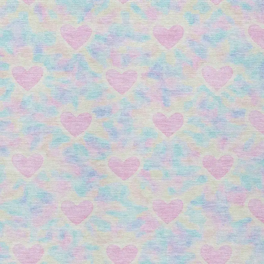Pink And Ivory Geometric Washable Indoor Outdoor Area Rug Photo 2