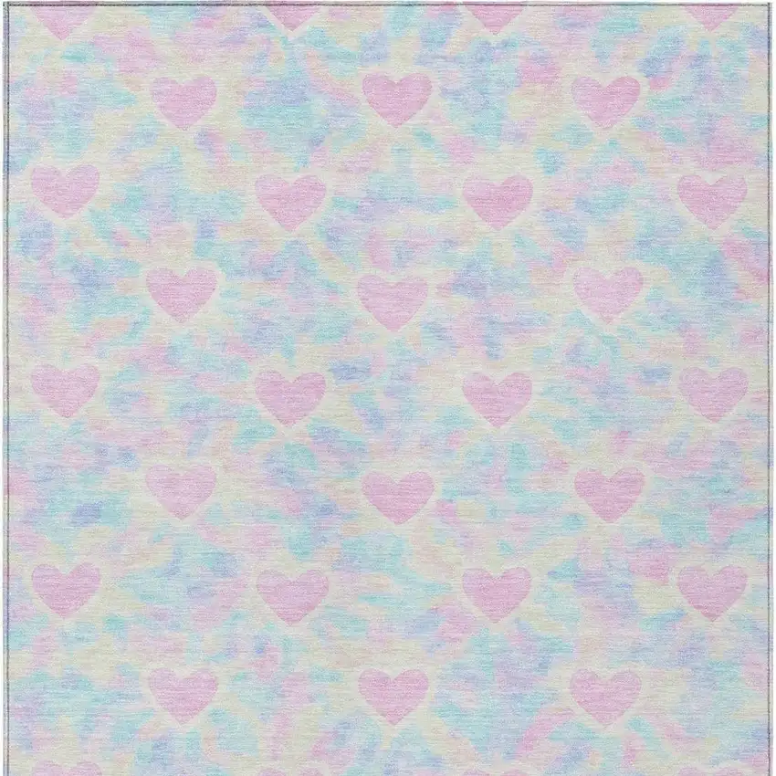 Pink And Ivory Geometric Washable Indoor Outdoor Area Rug Photo 3