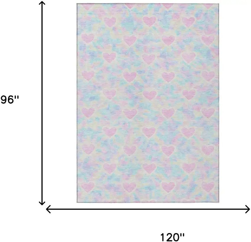 Pink And Ivory Geometric Washable Indoor Outdoor Area Rug Photo 6