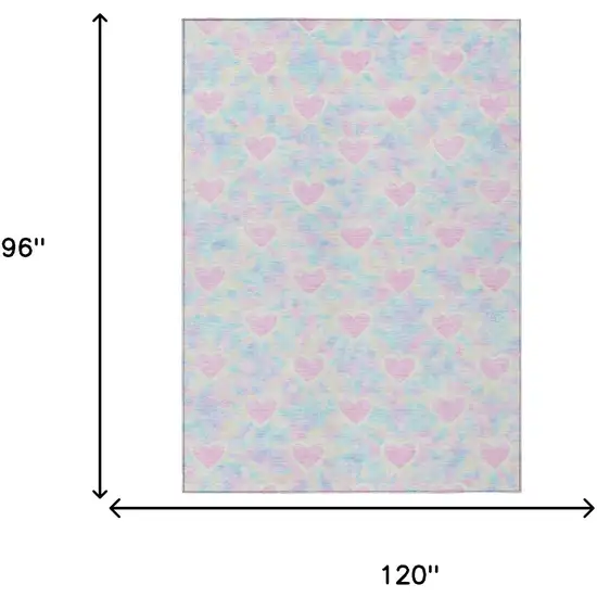 Pink And Ivory Geometric Washable Indoor Outdoor Area Rug Photo 6