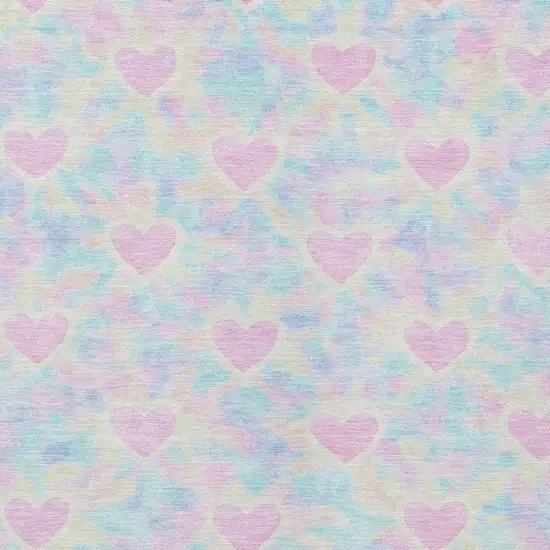 Pink And Ivory Geometric Washable Indoor Outdoor Area Rug Photo 2