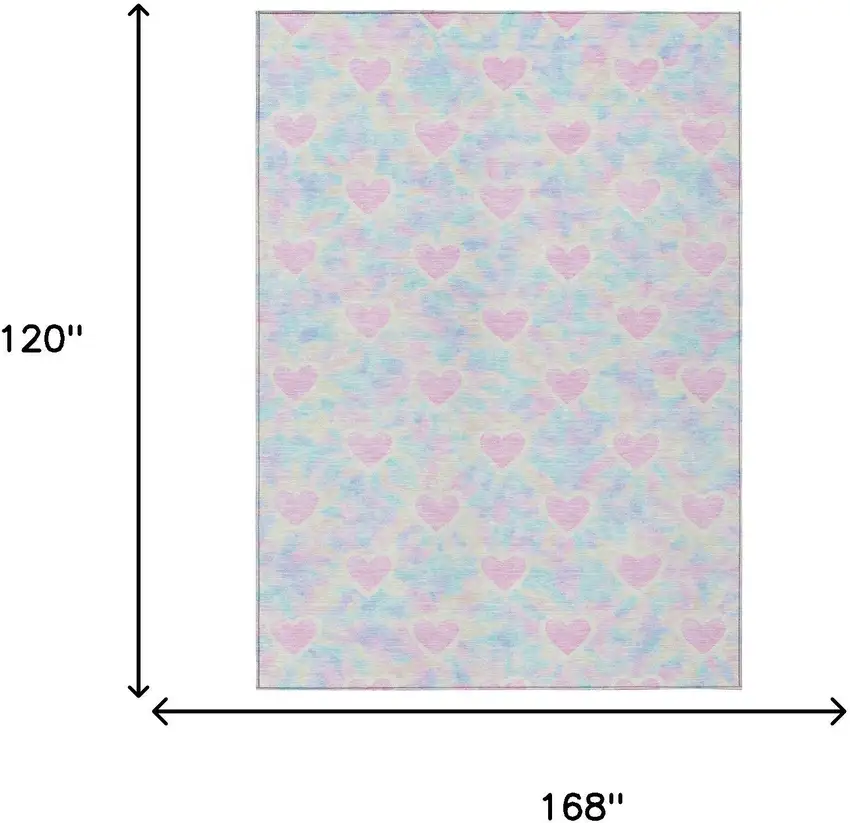 Pink And Ivory Geometric Washable Indoor Outdoor Area Rug Photo 6
