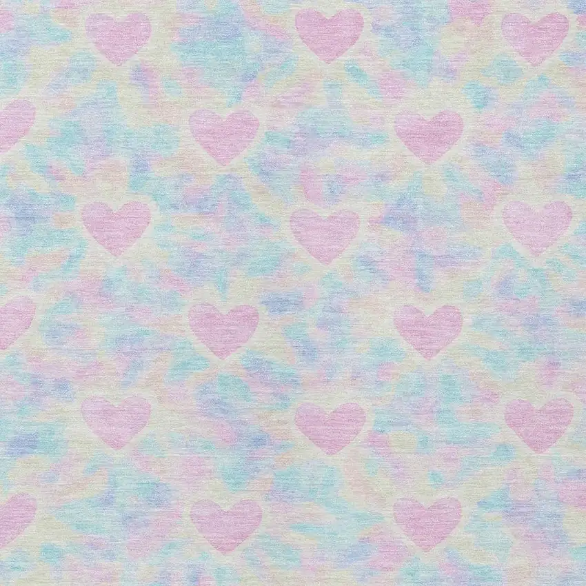 Pink And Ivory Geometric Washable Indoor Outdoor Area Rug Photo 2