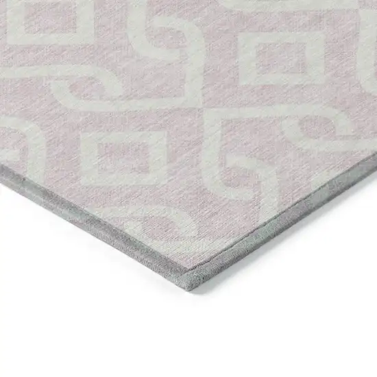 Pink And Ivory Geometric Washable Indoor Outdoor Area Rug Photo 4