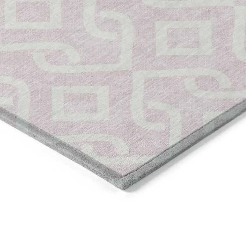 Pink And Ivory Geometric Washable Indoor Outdoor Area Rug Photo 4