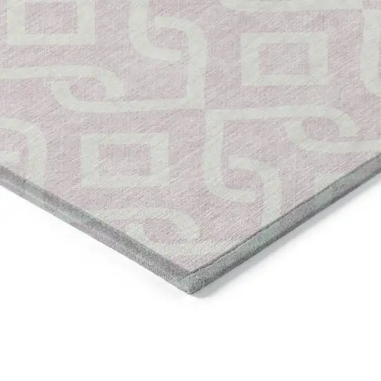 Pink And Ivory Geometric Washable Indoor Outdoor Area Rug Photo 4