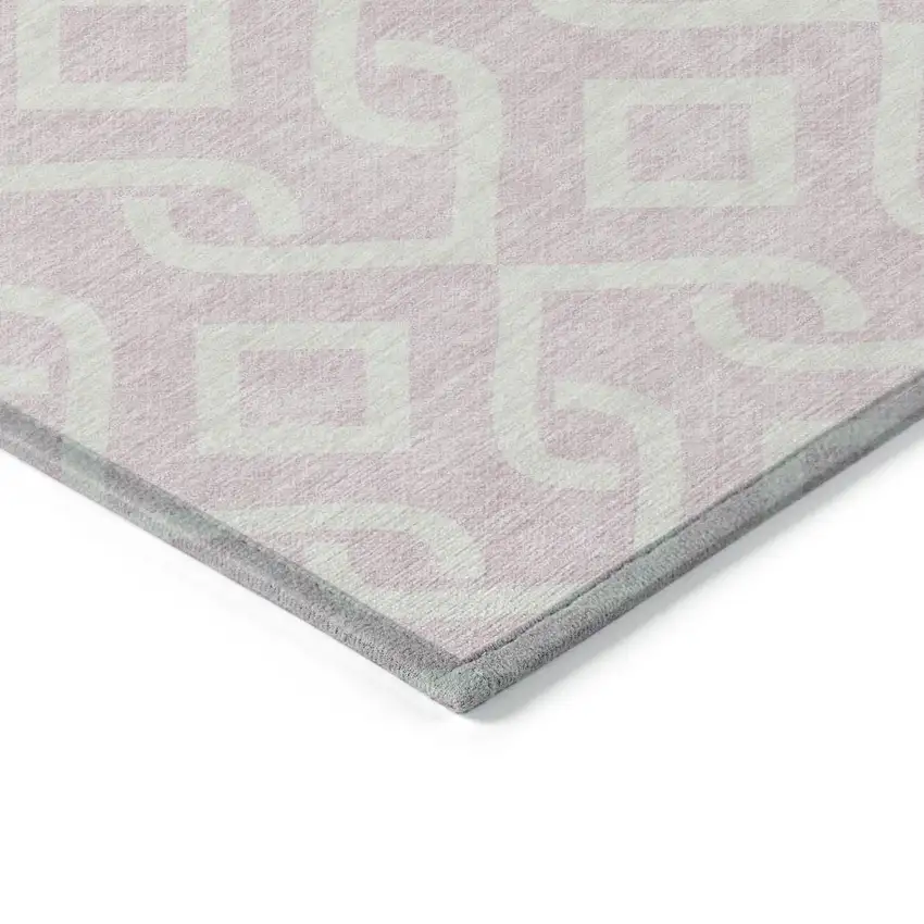 Pink And Ivory Geometric Washable Indoor Outdoor Area Rug Photo 4
